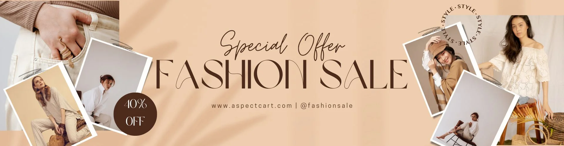 Bannière pour une offre spéciale dans une boutique de mode en ligne